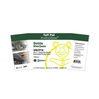 Main product image of #8 x 2" Slotted Hex Washer Head Metal Piercing Screw Tuff Pail (Pack of 1000)