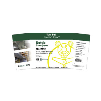 Main product image of #8 x 2" Slotted Hex Washer Head Metal Piercing Screw Tuff Pail (Pack of 3000)