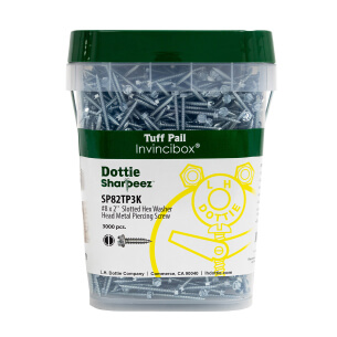 Main product image of #8 x 2" Slotted Hex Washer Head Metal Piercing Screw Tuff Pail (Pack of 3000)