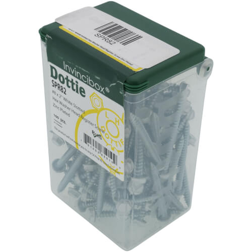 Main product image of #8 x 2" White Slotted Hex Washer Head Register Screw (Pack of 100)