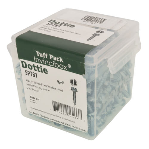 Main product image of #8 x 1" Slotted Hex Washer Head Metal Piercing Screw Tuff Pack (Pack of 500)