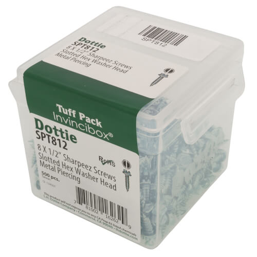 Main product image of #8 x 1/2" Slotted Hex Washer Head Metal Piercing Screw Tuff Pack (Pack of 500)