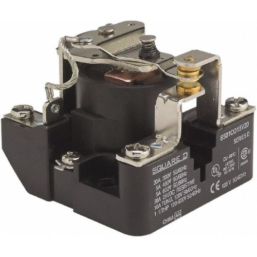 Main product image of 1-1/2 hp, 10 VA , Elec. Mech. Screw Clamp General Purpose Relay 40 at 277 VAC & 5 at 600 V, SPDT, 24 VAC at 50/60 Hz, 63.6mm x 52.4mm x 63.2mm, 8501CO15V14