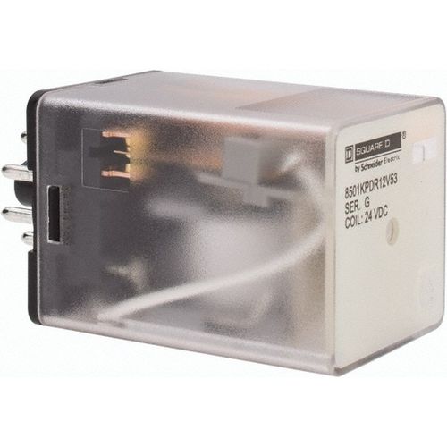Main product image of 8 Pins, 1 hp at 277v & 1/3 hp at 120v, 3 VA , Octal Elec. Mech. Plug-in General Purpose Relay 10 Amp at 250 VAC, DPDT, 24 VDC, 34.9mm x 50.3mm x 35.4mm, 8501KPDR12V53