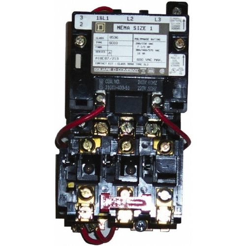Main product image of 440 Coil VAC at 50 Hz, 480 Coil VAC at 60 Hz, 27 Amp, NEMA Size 1, Nonreversible Open Enclosure NEMA Motor Starter 3 Phase hp, 8536SCO3V06