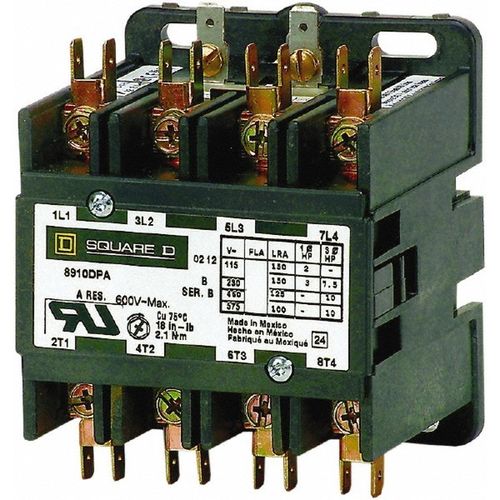 Main product image of 4 Pole, 30 Amp Inductive Load, Definite Purpose Contactor 40 Amp Resistive Rating, 8910DPA34V02U1