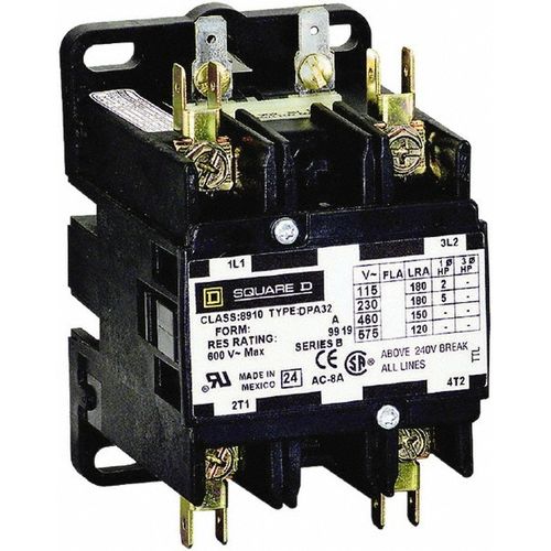 Main product image of 2 Pole, 40 Amp Inductive Load, 110v Coil at 50 Hz and 120v Coil at 60 Hz, Definite Purpose Contactor Phase 1 Hp, 8910DPA42V02