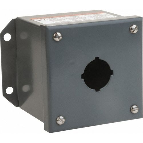 Main product image of 1 Hole, 30mm Hole Diameter, Steel Pushbutton Switch Enclosure 5-1/4" x 4.17" x 3.62", 1, 3, 13 NEMA Rated, 9001KYAF1