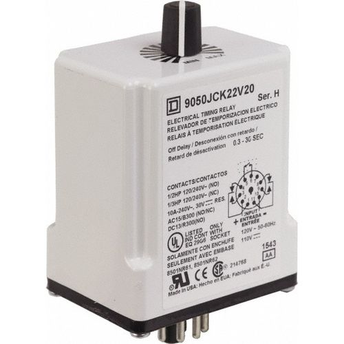 Main product image of DPDT Time Delay Relay 10 Contact Amp, 110 VDC & 120 VAC, 9050JCK22V20