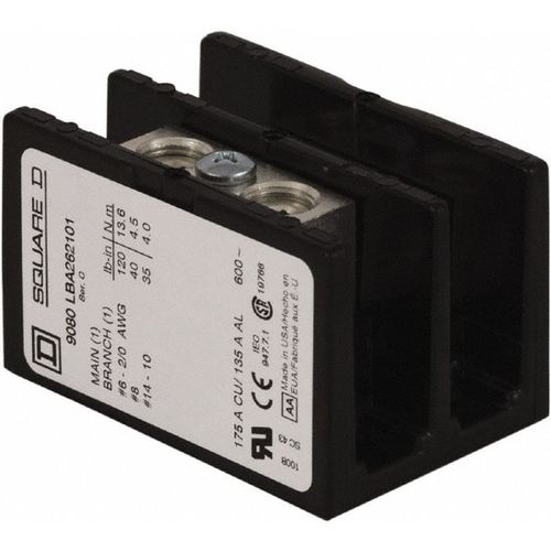 Main product image of 2 Poles, 135 Al, 175 (Copper) Amp, Phenolic Power Distribution Block 600 VAC, 1 Primary Connection, 9080LBA262101