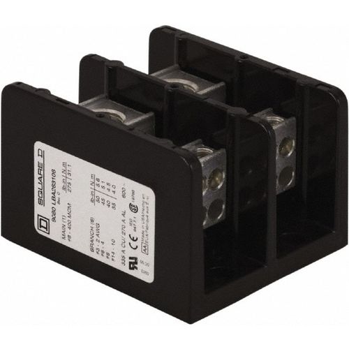 Main product image of 2 Poles, 270 Al, 335 (Copper) Amp, Phenolic Power Distribution Block 600 VAC, 1 Primary Connection, 9080LBA263106