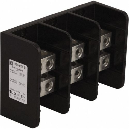 Main product image of 3 Poles, 500 Al, 620 (Copper) Amp, Phenolic Power Distribution Block 600 VAC, 2 Primary Connection, 9080LBA365202
