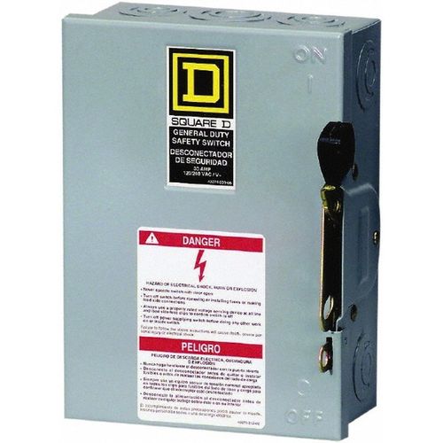 Main product image of Safety switch, General Duty, Fusible, 2 Pole, 3 Wire, 120/240VAC, 30A, Type 1, with Neutral, D211N