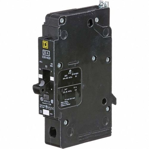 Main product image of 20 Amp, 277 V, 1 Pole, Bolt On Miniature Circuit Breaker 18 kA Breaking Capacity, 12, 14 AWG, EDB14020