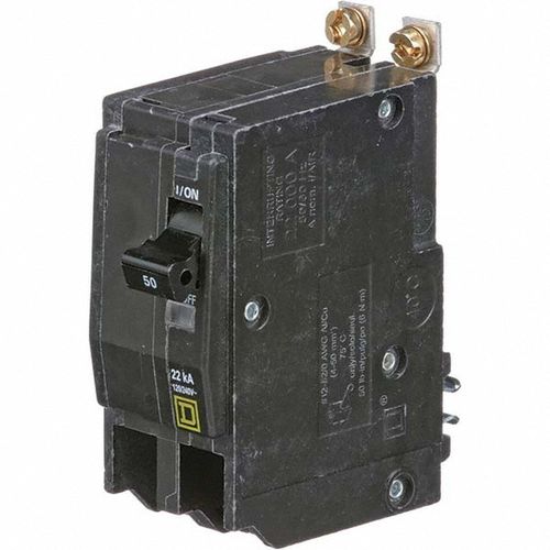 Main product image of 50 Amp, 240 VAC, 2 Pole, Bolt On Miniature Circuit Breaker 8-2 AWG, QOB250VH
