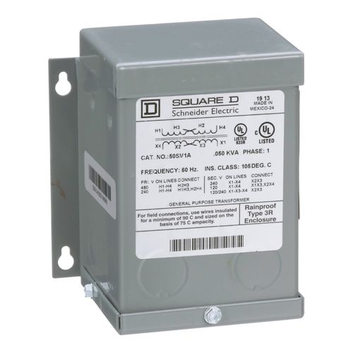 Main product image of Dry Encapsulated Transformer (0.05kVA, 1PH, 240 x 480V Primary, 120/240V Secondary), 50SV1A