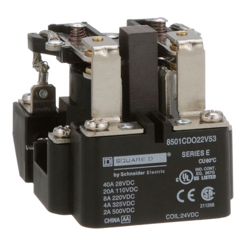 Main product image of DPDT Power Relay (20A at 110VDC, 24VDC Coil), 8501CDO22V53