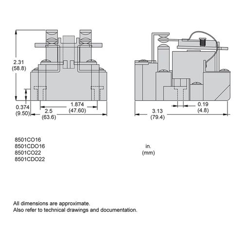 Main product image of DPDT Power Relay (20A at 110VDC, 24VDC Coil), 8501CDO22V53