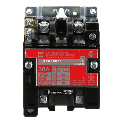 Main product image of 2 Pole N/O Electrically Held Lighting Contactor (30A, 110/120VAC Coil), 8903SMO1V02
