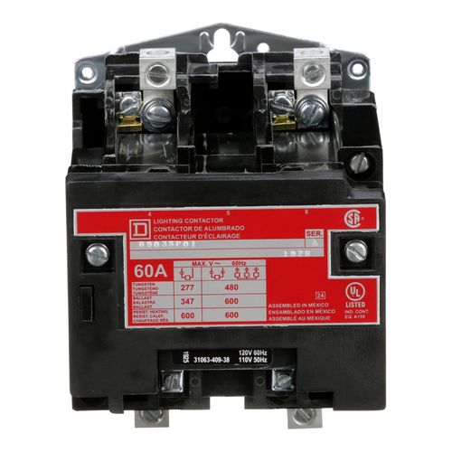 Main product image of 2 Pole N/O Electrically Held Lighting Contactor (60A, 110/120VAC Coil), 8903SPO1V02