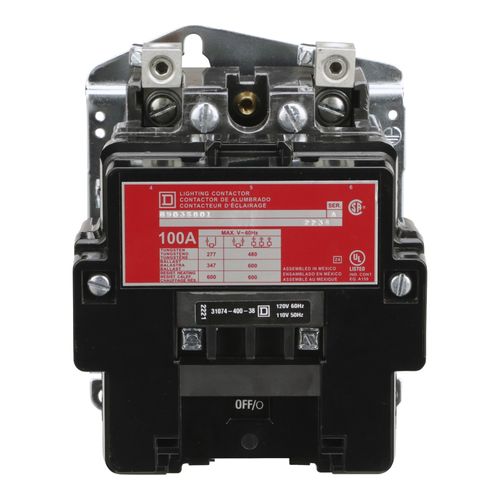 Main product image of 2 Pole N/O Electrically Held Lighting Contactor (100A, 110/120VAC Coil), 8903SQO1V02