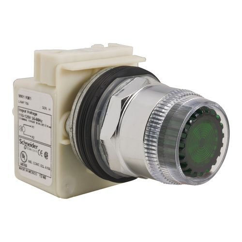 Main product image of 30mm Mounting Hole Dia. Momentary (MO) NC/NO 600V Flush Push-Button Switch (Green), 9001K1L1GH13
