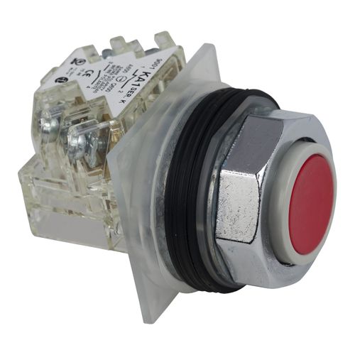 Main product image of 30mm Mounting Hole Dia. Momentary (MO) NC/NO 600VAC Metal Projecting Push-Button Switch, 9001KR3RH13