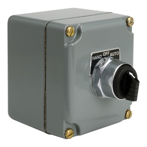 Main product image of Maintained NO 1-Operator Projecting Push Button, Hand/Off/Auto Legend, NEMA 3, 4 & 13 Push-Button Control Station, 9001KYK111