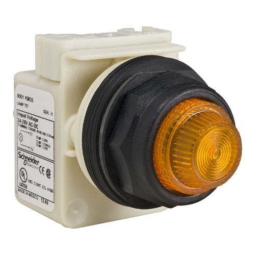Main product image of 24V/28V Round Lens Corrosion, Dust And Oil Resistant Indicating Light With Screw Clamp Connector (Amber), 9001SKP35A31