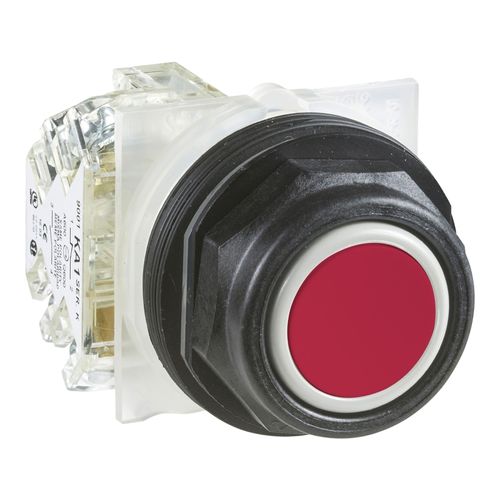 Main product image of 30mm Mounting Hole Dia. Momentary (MO) NC/NO 600VAC Plastic Flush Push-Button Switch, 9001SKR1RH13