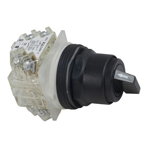 Main product image of 3-Position Maintained (MA) 600VAC 10 Amp Cam C Knob & Push Button NEMA 1, 2, 3, 3R, 4, 4X, 6, 12 & 13 Selector Switch (Black), 9001SKS43BH2