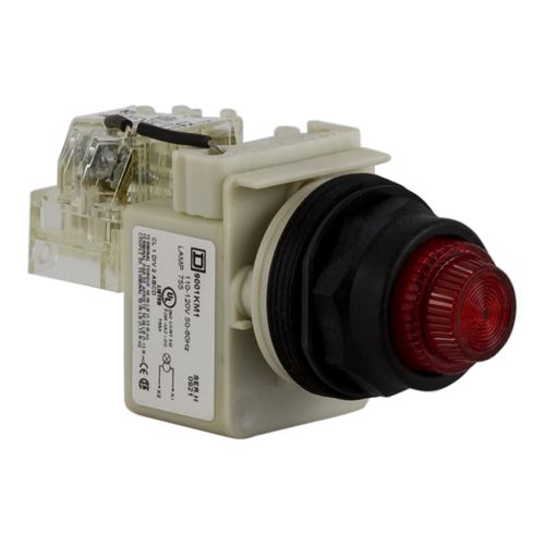 Main product image of 110-120 VAC 50/60 Hz Transformer Round Lens Corrosion, Dust And Oil Resistant Press-To-Test Indicating Light With Screw Clamp Connector (Red), 9001SKT1R31