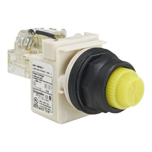 Main product image of 120V 54mm x 42mm Round Lens LED Vibration Resistant Pilot Light With Screw Clamp Connector (Amber), 9001SKT38LYA9