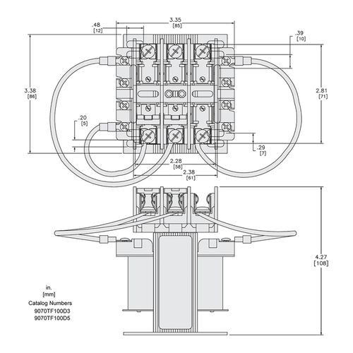Main product image of Top Mount Fuse Block Control Transformer (100VA, 3.34" Deep), 9070TF100D5