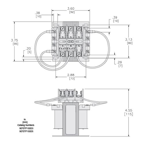 Main product image of Top Mount Fuse Block Control Transformer (150VA, 1PH, 131F Temp Rise), 9070TF150D3
