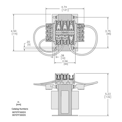 Main product image of Top Mount Fuse Block Control Transformer (300VA, 1PH, 176F Temp Rise), 9070TF300D3