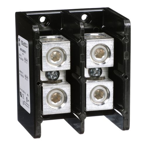 Main product image of 2 Pole Phenolic Power Distribution Block (250A Aluminum, 310A Copper, 600VAC, 1 Primary Connection), 9080LBA263101