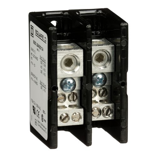 Main product image of 2 Pole Phenolic Power Distribution Block (270A Aluminum, 335A Copper, 600VAC, 1 Primary Connection), 9080LBA263104