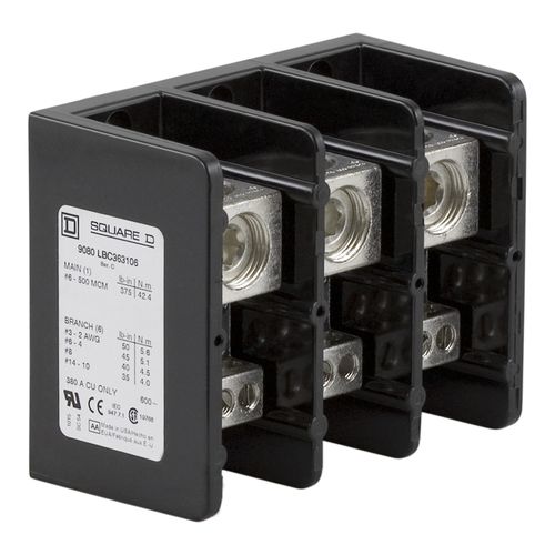 Main product image of 3 Pole Phenolic Power Distribution Block (760A Copper, 600VAC, 3 Primary Connection), 9080LBC365212