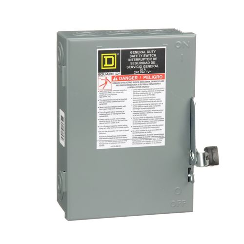 Main product image of 30A Fusible General Duty Safety Switch, 2 Pole, NEMA 1 Enclosure w/ Neutral (240VAC)