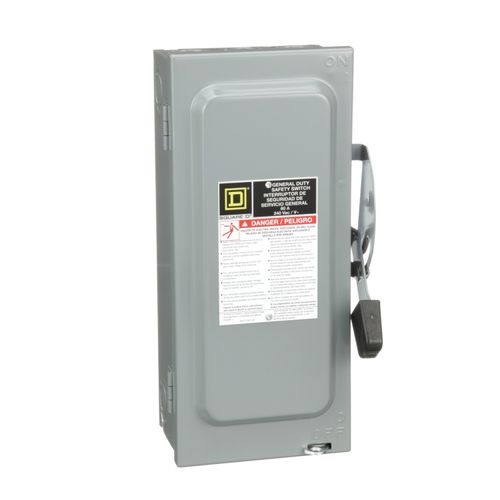 Main product image of 60A Fusible General Duty Safety Switch, 2 Pole, NEMA 1 Enclosure w/ Neutral (240VAC)