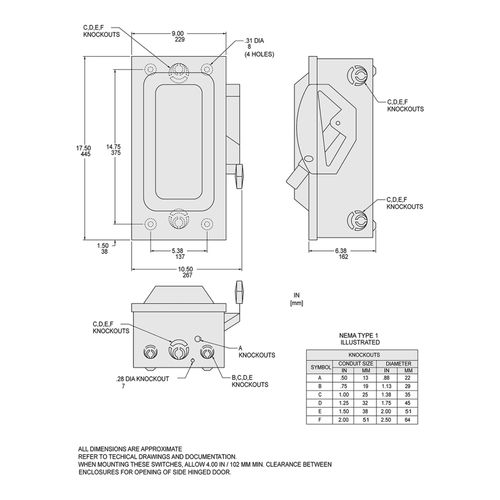 Main product image of 100A Fusible General Duty Saftey Switch, 2 Pole, NEMA 1 Enclosure w/ Neutral (240VAC), D223N