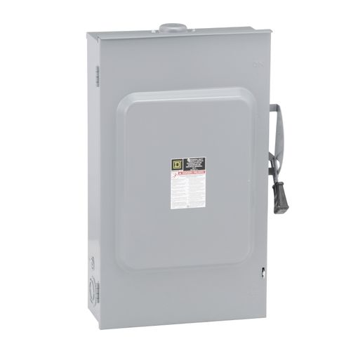 Main product image of 200A Fusible General Duty Safety Switch, 2 Pole, NEMA 3R Enclosure w/ Bolt on Hub Provision and Neutral (240VAC)