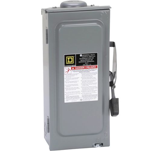 Main product image of 60A Fusible General Duty Safety Switch, 3 Pole, NEMA 3R Enclosure w/ Bolt on Hub Provision and Neutral (240VAC)