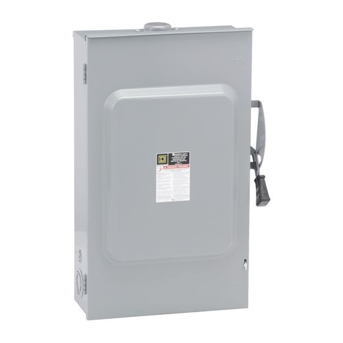 Main product image of 200A Fusible General Duty Safety Switch, 3 Pole, NEMA 3R Enclosure w/ Bolt on Hub Provision and Neutral (240VAC)