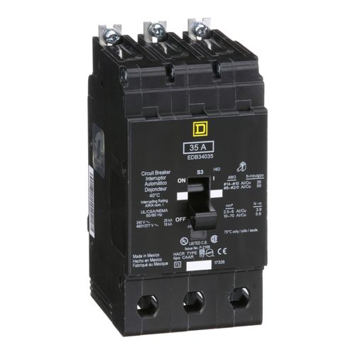 Main product image of 3 Pole Bolt On Miniature Circuit Breaker (35A, 480Y/277V, 18kA), EDB34035