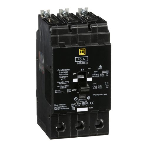 Main product image of 3 Pole Bolt On Miniature Circuit Breaker (45A, 480Y/277V, 18kA), EDB34045