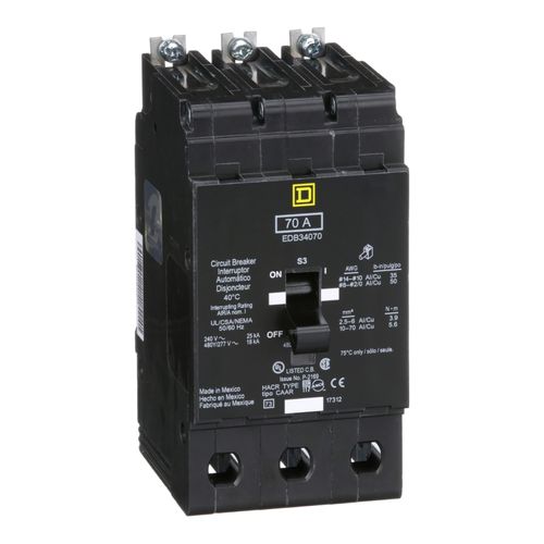 Main product image of 3 Pole Bolt On Miniature Circuit Breaker (70A, 480Y/277V, 18kA), EDB34070