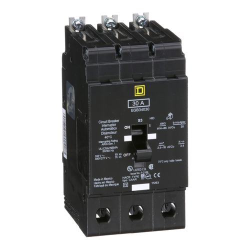 Main product image of 3 Pole Bolt On Miniature Circuit Breaker (30A, 480Y/277V, 35kA), EGB34030