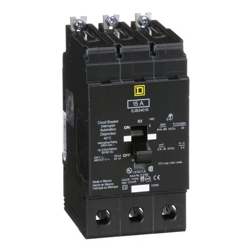Main product image of 3 Pole Bolt On Miniature Circuit Breaker (15A, 480Y/277V, 65kA), EJB34015